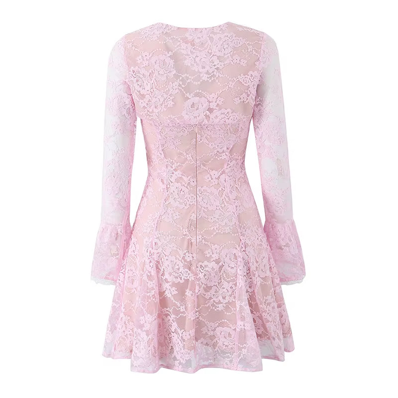 PINK BOLERO LACE DRESS