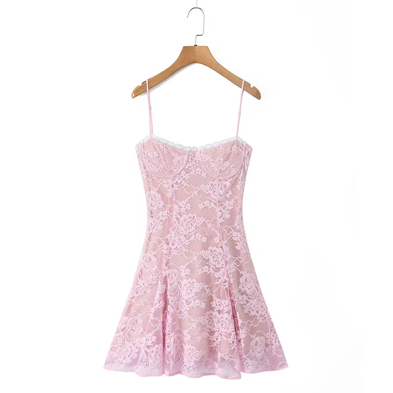 PINK BOLERO LACE DRESS