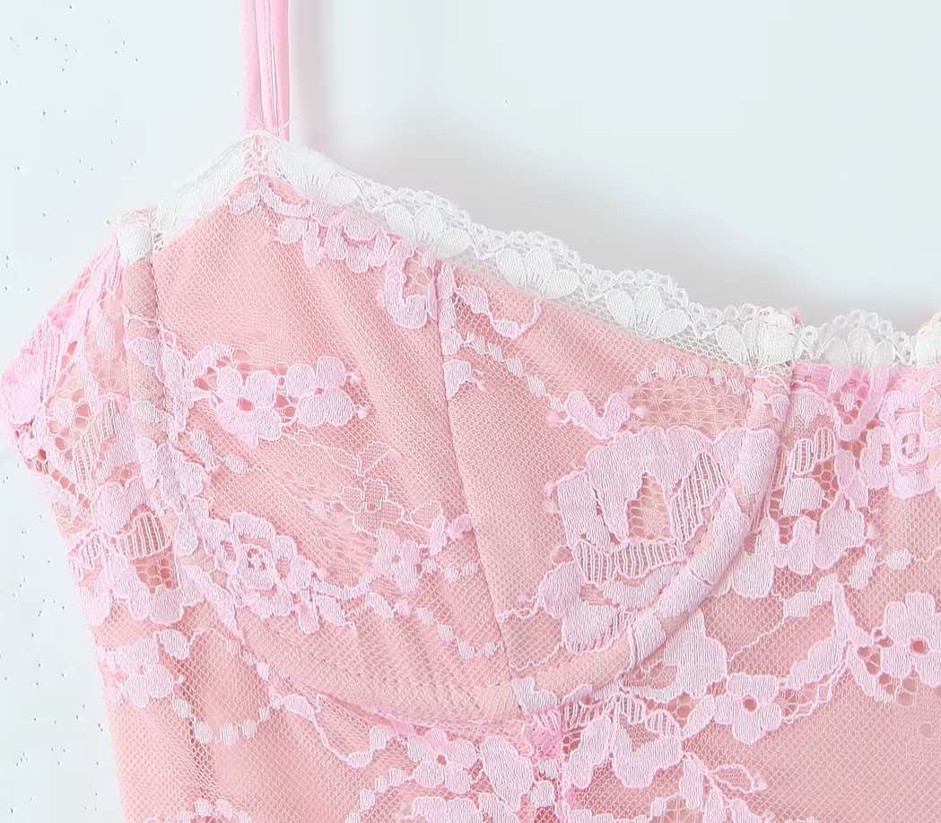 PINK BOLERO LACE DRESS