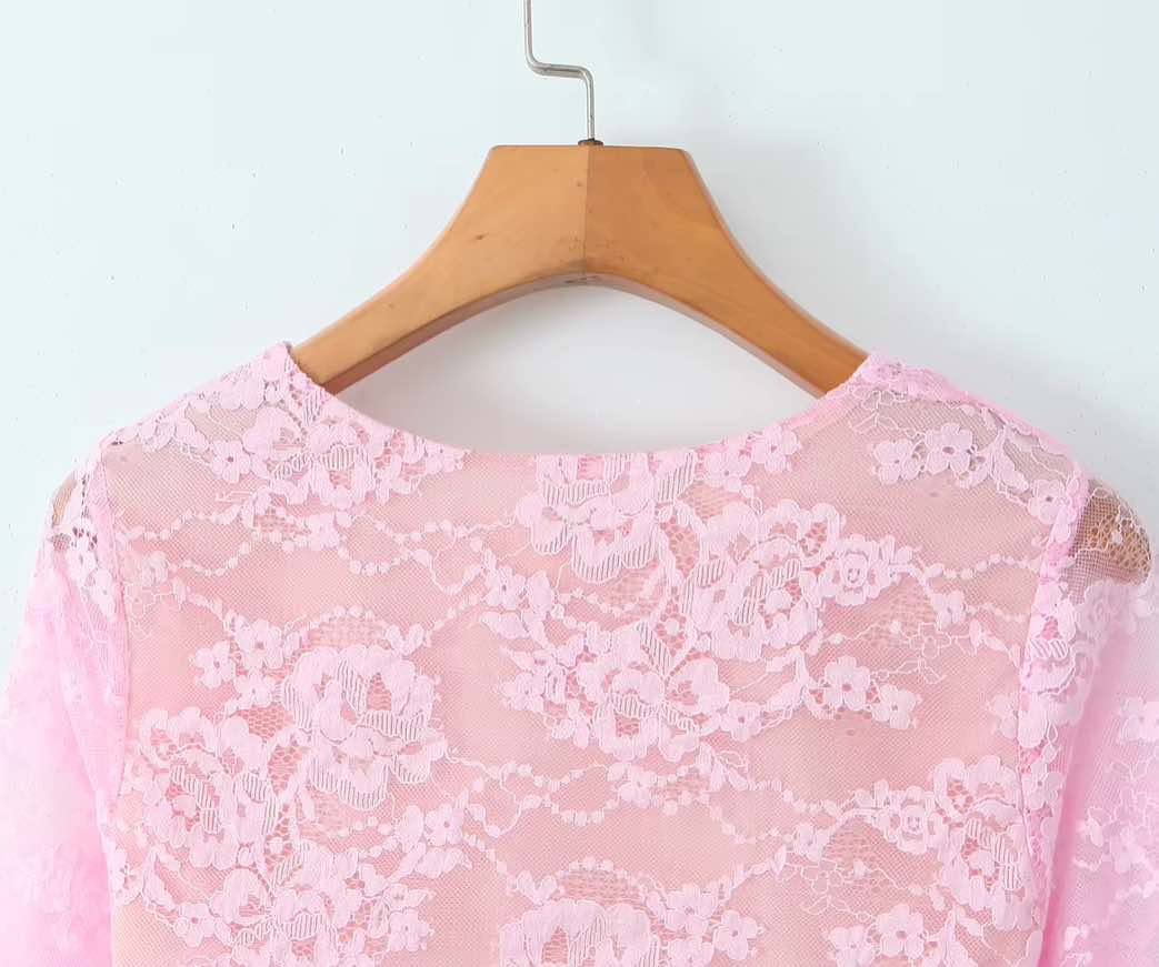 PINK BOLERO LACE DRESS