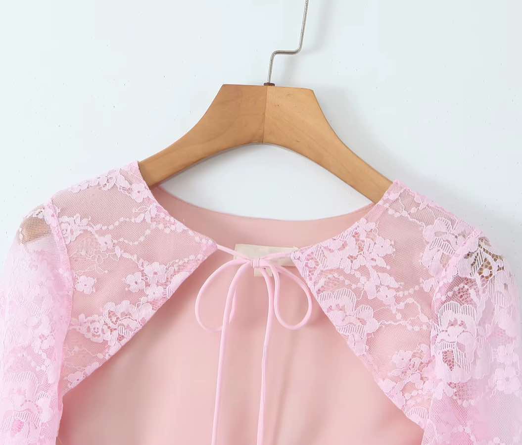 PINK BOLERO LACE DRESS