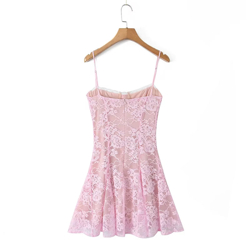 PINK BOLERO LACE DRESS