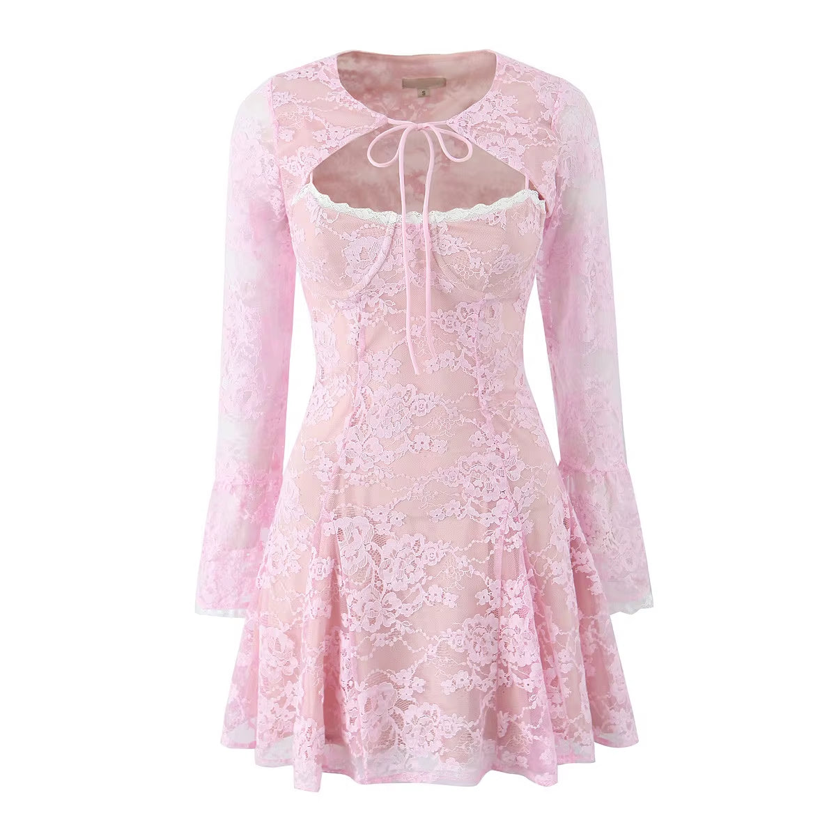 PINK BOLERO LACE DRESS