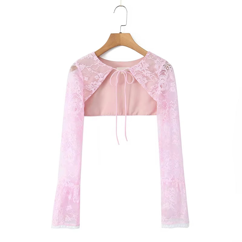 PINK BOLERO LACE DRESS